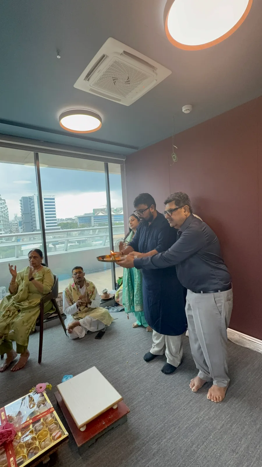 The Ganapati aarti in the office